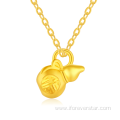 24k Pure Gold Heart Pendant Necklace Women's Jewelry